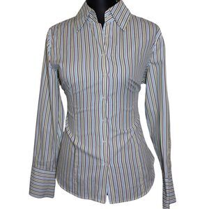 Express Design Studio Women’s Striped Button Front Shirt Size 10 Y2K Cotton
